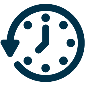 Hours clock icon blue