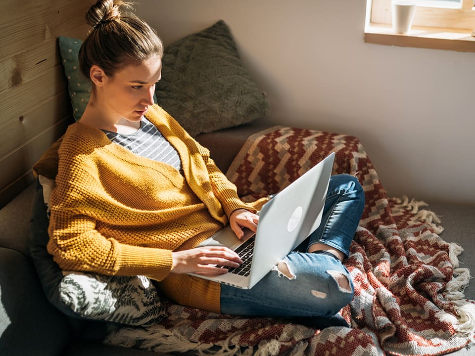 online studying younger female student