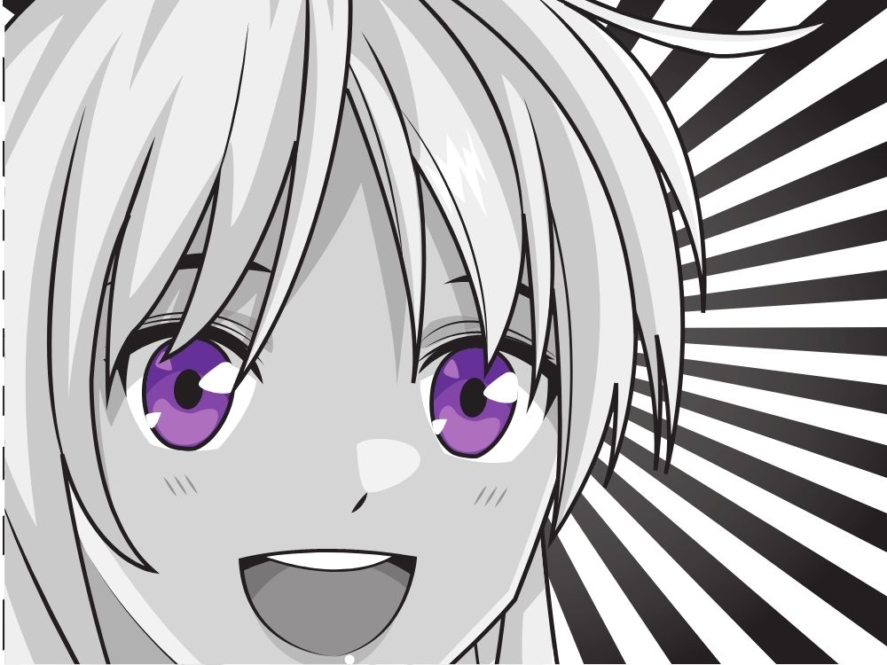 female manga character with purple eyes