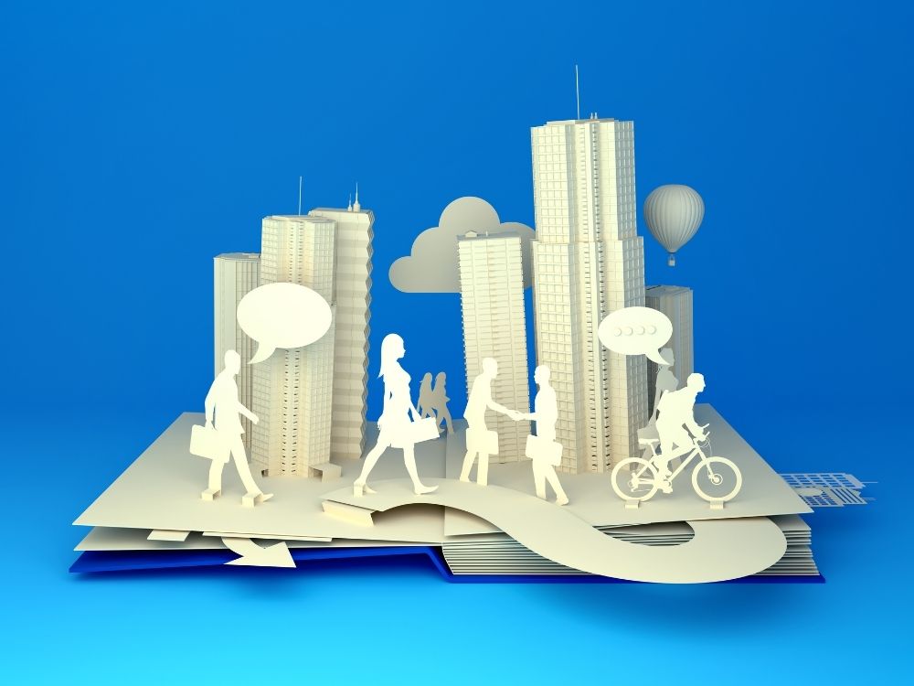 pop up book with city