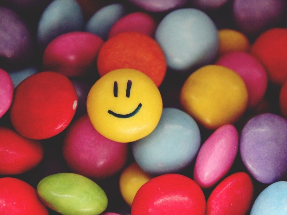 Candies with smiley face