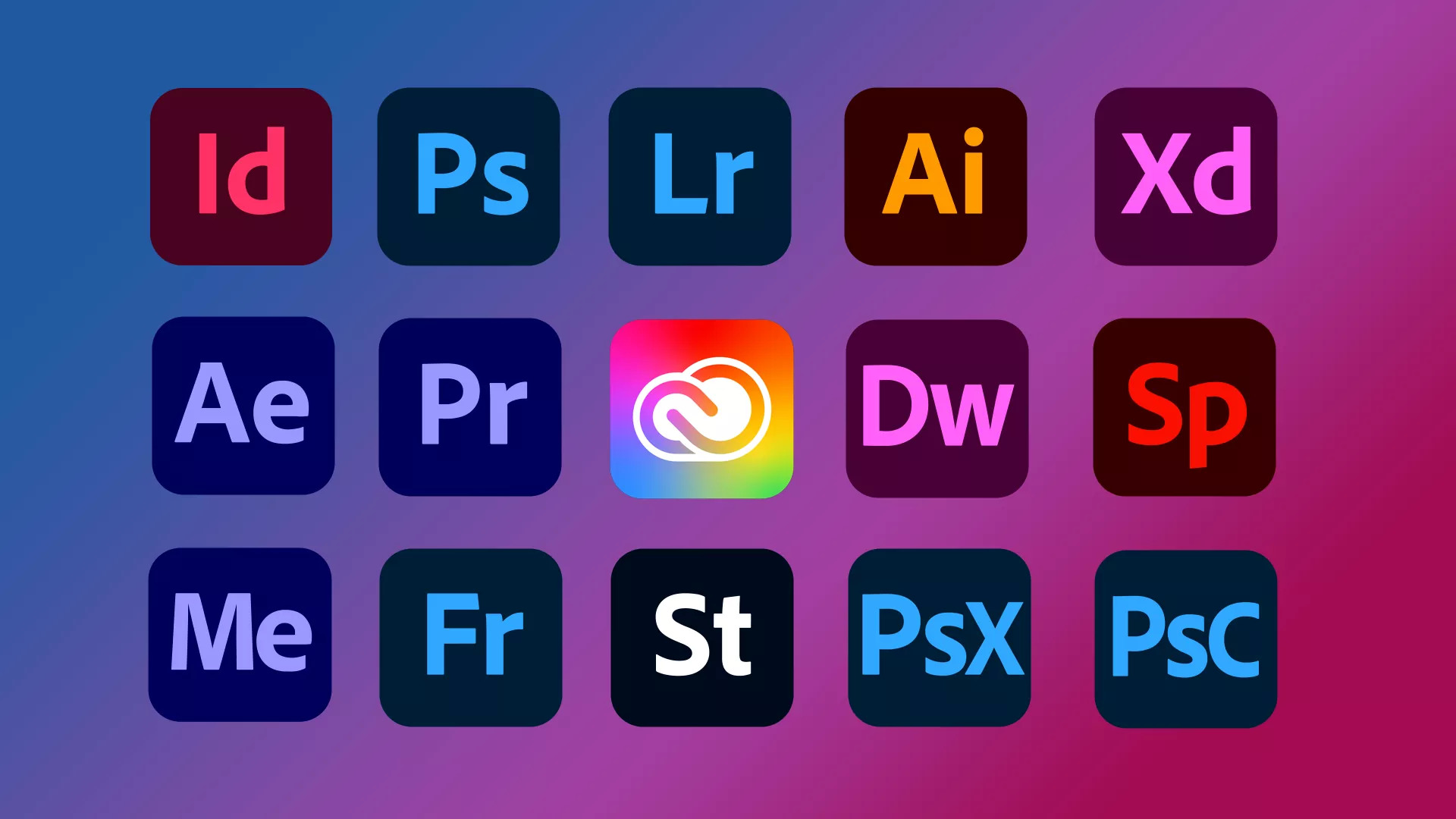 Icons for the Adobe softwares